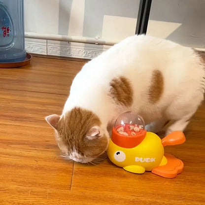 Yellow Duck-Shaped Interactive Cat Treat Dispenser Durable Plastic Training Dogtoy Puzzle Slow Feeder Dog Entertainment Toy